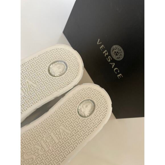 Versace White Palladium High-top Canvas Sneakers 12.5 US (45.5 Euro) DSU8403 - Picture 11 of 12